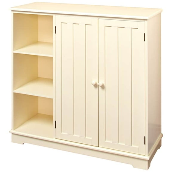Beadboard Wooden Storage Cabinet 30"H - Cream