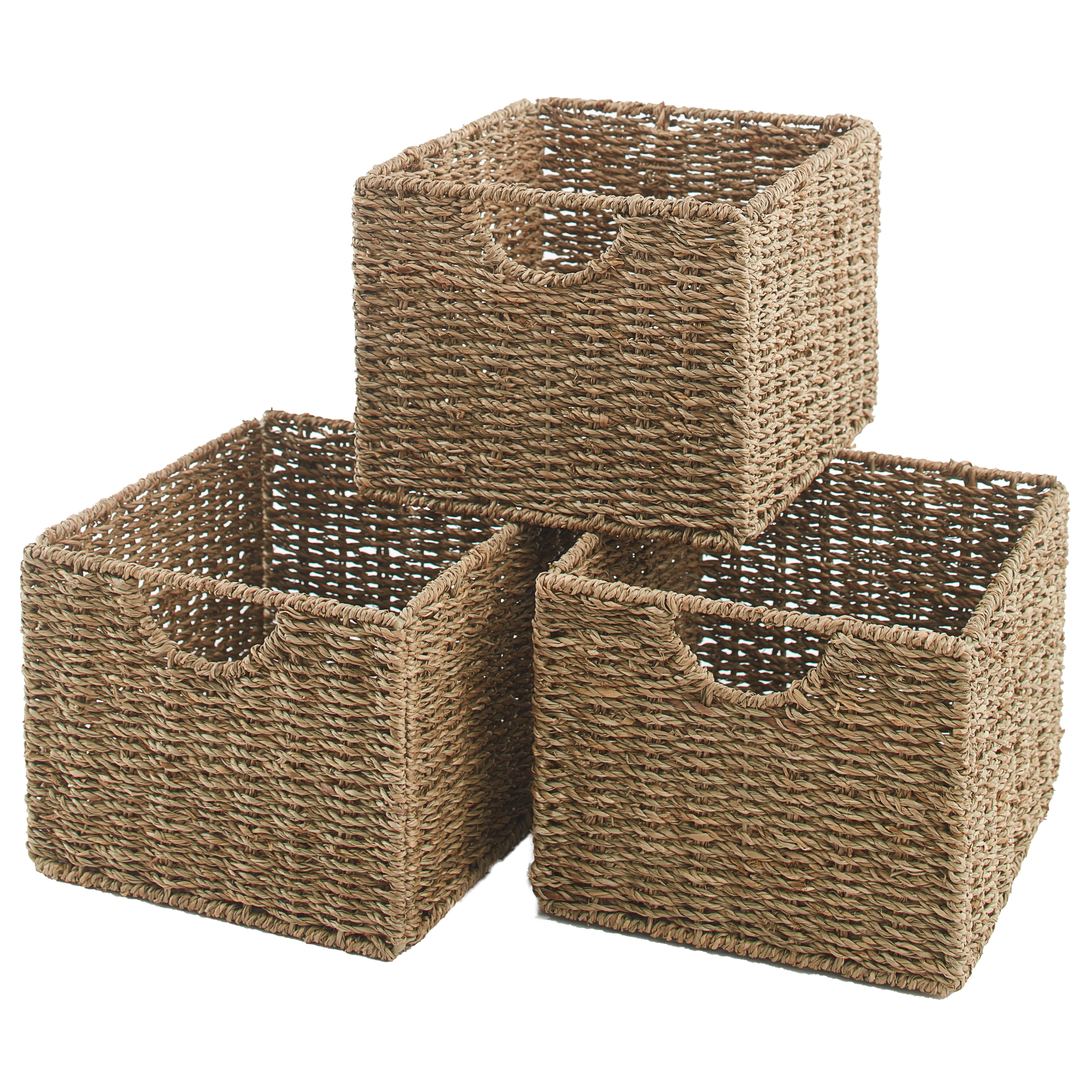 THE LAKESIDE COLLECTION Beadboard Wooden Storage Cabinets or Baskets - Set of 3 Baskets