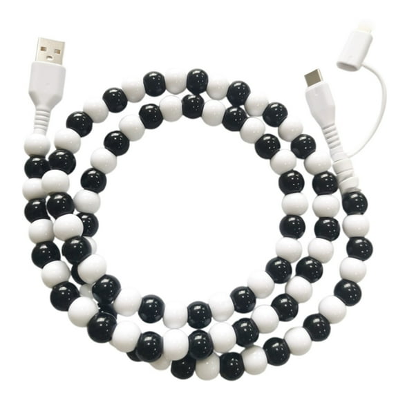 Beaded 2 In 1 USB C Fast Charging Data Sync Cord for Smartphones and Devices with Stylish Design