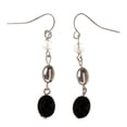 thumbnail image 1 of Beaded Accents Metal Dangle-Earrings Silver-Tone & Black #LQE3130, 1 of 2