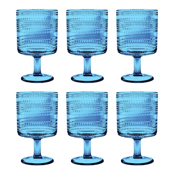 Beaded Acrylic Stacking Wine Glass - Cobalt Blue -14.8 oz - Set of 6