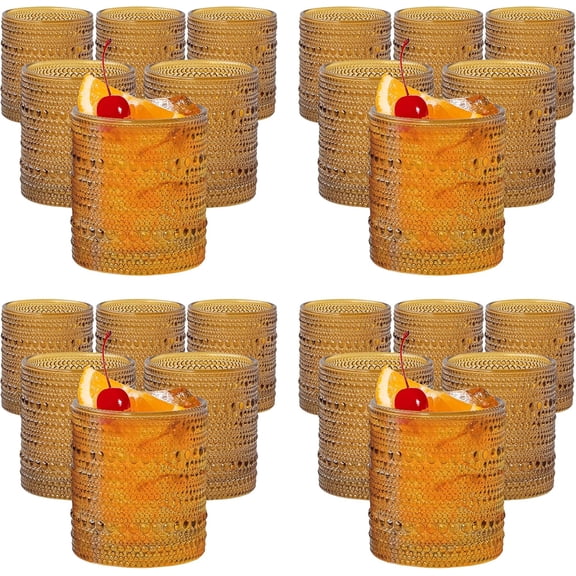 Beaded Amber 10 oz Drinking Glasses Set of 4 Bestseling