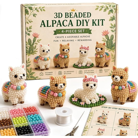 Beaded Animals DIY Kit For Beginners 4 Cute Designs Craft Weaving Kit Plastic Beads 1 Set