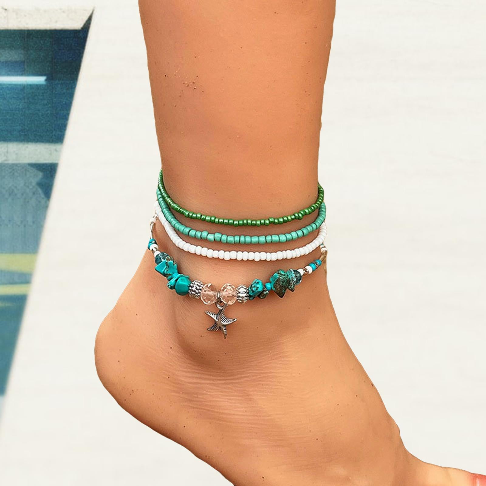 Boho Style Beaded Anklet Set Multilayer Stack Colorful Beads - Temu  Australia