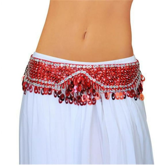Beaded Belt with Paillettes, Red - Small & Medium