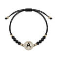 thumbnail image 1 of Alphabet Letter Black Adjustable Bracelet for Women Men, 1 of 4