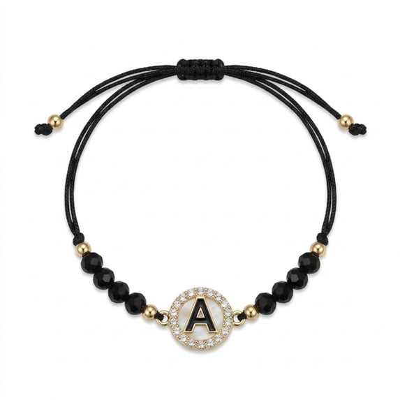 Alphabet Letter Black Adjustable Bracelet for Women Men