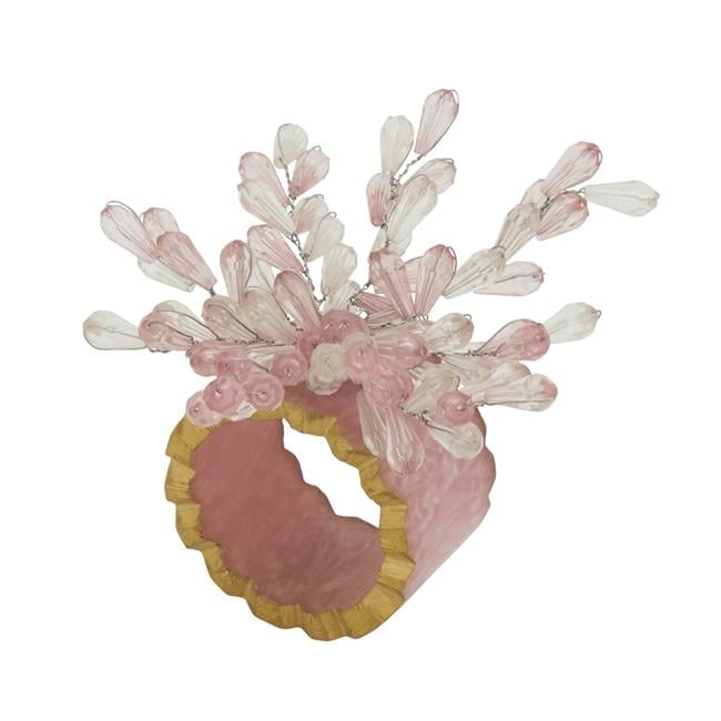 Pink Beaded Bliss Resin Napkin Rings Set of 4