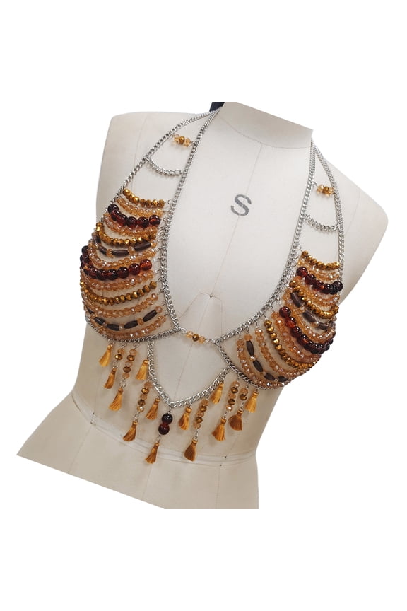 Beaded Body Chain Bra Multilayer Body Chain Harness Bodys Jewelry Accessories Beach Bikinis Coverup for Womens Girls