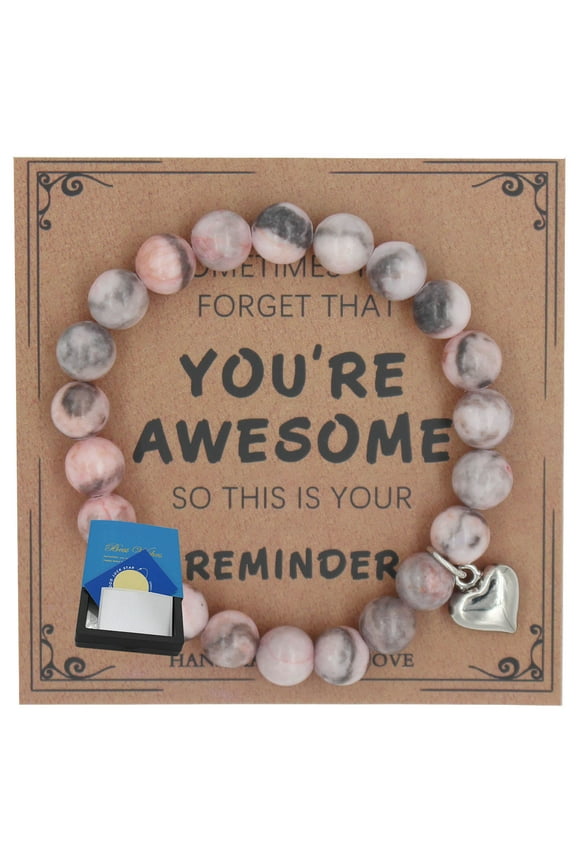 Beaded Bracelets for Women, Inspirational Stone Stretch Crystal Bracelet for Birthday Gift