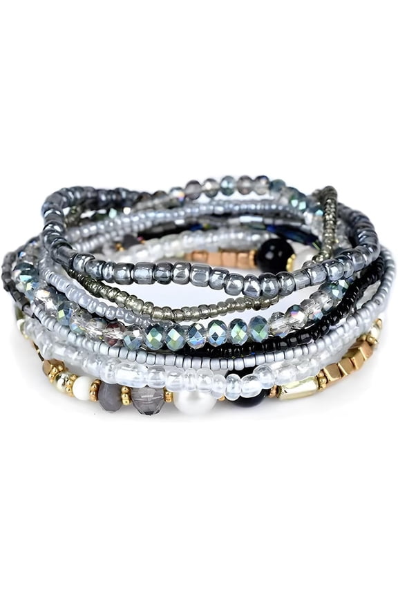 Beaded Bracelets for Women Stackable Bead Summer Rainbow Stack Boho Stetch Handmade Crystal Elastic Colorful Small Beaded Bulk Bracelets Womens Beaded Bracelet Jewelry Gift