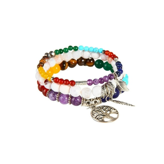Beaded Bracelets for Women, Healing Stone Crystal Bracelets Tree of Life Bracelet Yoga Stretch Chakra Bracelet Set Jewelry Gifts