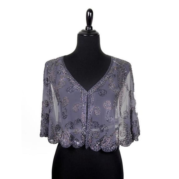 Beaded Cape, Silver & Gray