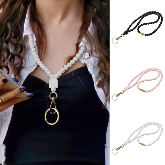 Beaded Cell Phone Lanyard Multi-purpose Handmade Silicone Fashion Cute Long Work ID Bag Lanyard for Keys