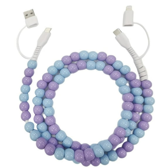 Beaded Charging Cords, Maperiodrvel Colorful 4-in-1 Beaded Charging Cable, 3.3ft, Beaded Phone Charger, for Phone and for Android