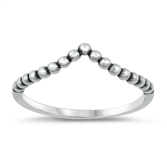 Beaded Chevron Stacking Modern Boho Stacking Sterling Silver Ring 925 Jewelry Female Male Size 5