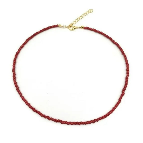 Beaded Choker Necklace in String Style - Solid and Multi-Colors