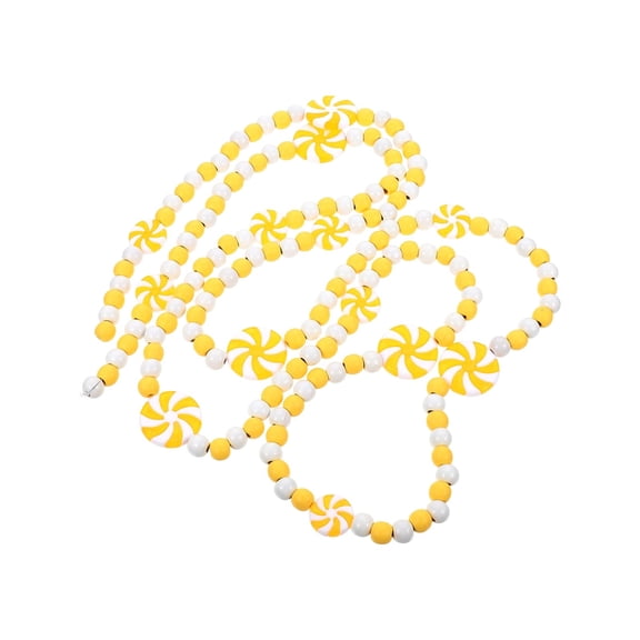 Beaded Christmas Garland with Peppermint Swirl Pattern for Seasonal Holiday Decoration and Party Display Indoor Outdoor Use Yellow One Size