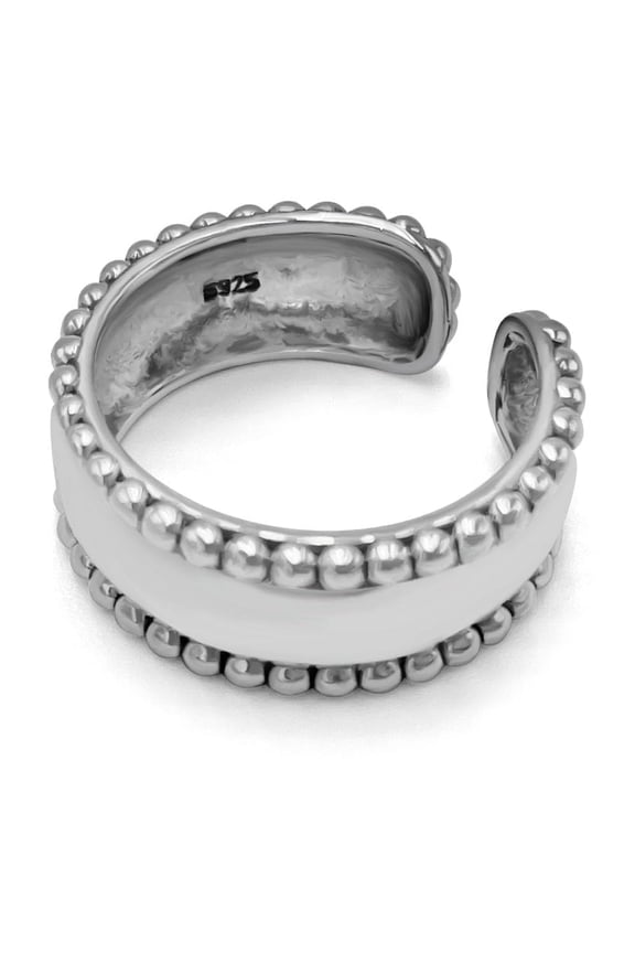 Beaded Chunky Band Ring in Sterling Silver, Simple Dainty Open Size, Adjustable & Expandable Ring for Women Men