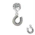 thumbnail image 1 of Beaded Clear AB Crystal Horseshoe with Good Luck - Basketball Charm Bead, 1 of 1