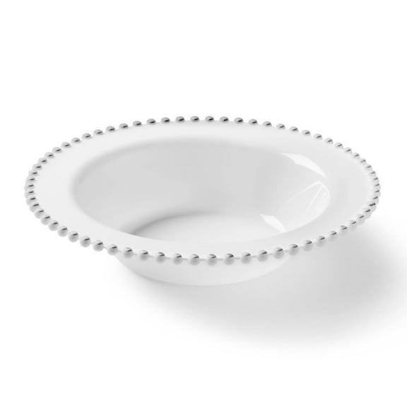 Beaded Collection White & Silver 7.5" / 14oz Soup Bowl, Elegant Design Tableware, Perfect for All Occasions : 60-Plates