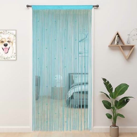 Beaded Curtain Beaded Curtains for Doorways Crystals Suitable for Interior Decoration and Partitions Hippy Closet Curtains (Light Blue, 39"x110")