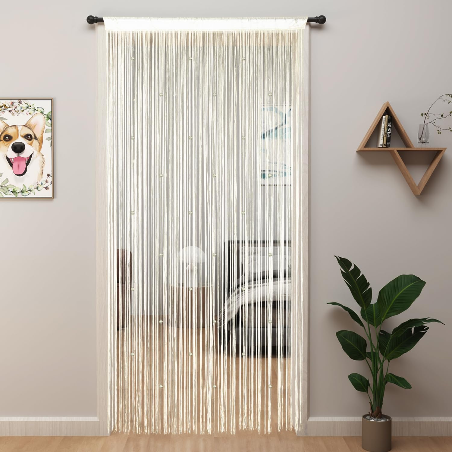 UniVerse Beaded Curtain Beaded Curtains for Doorways Crystals Suitable for Interior Decoration and Partitions Hippy Closet Curtains (Champagne, 39"x79")