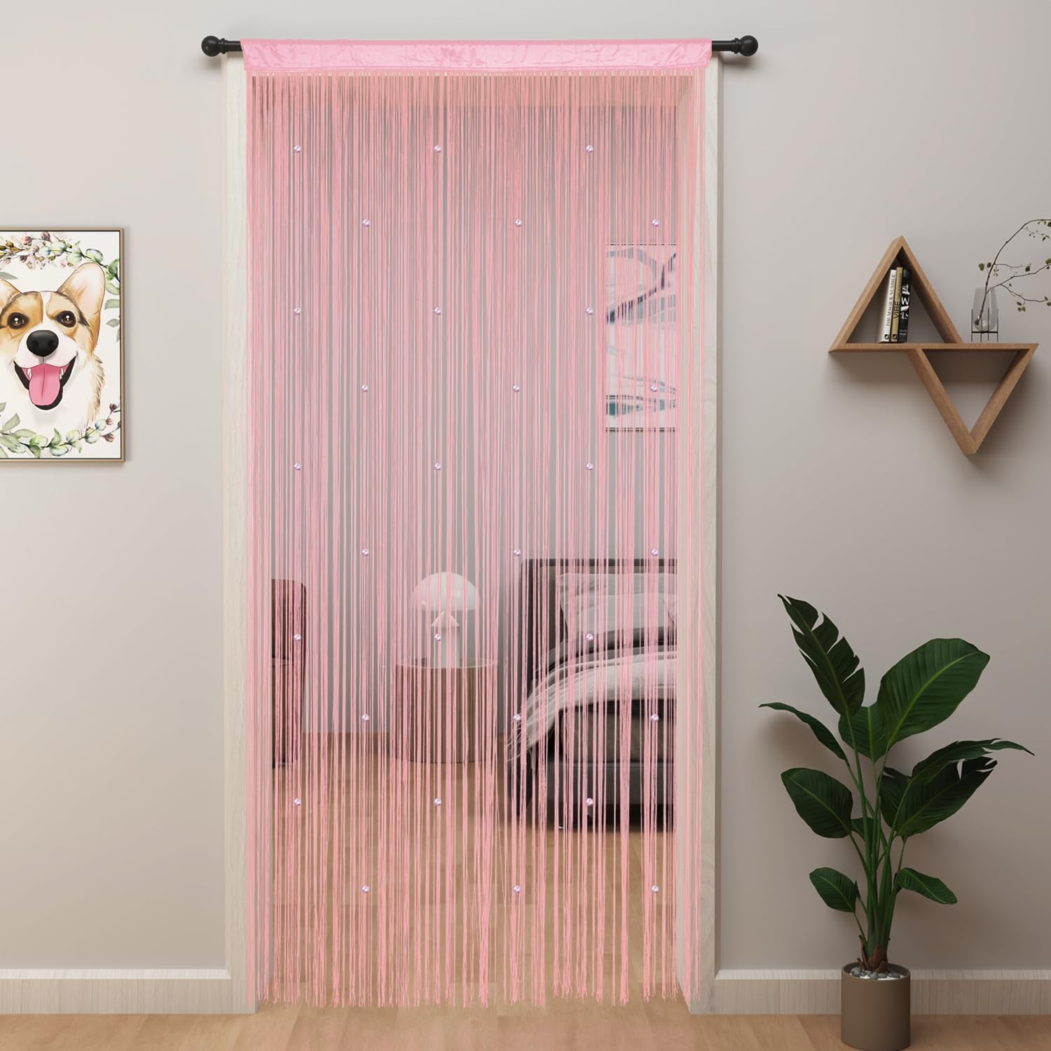 UniVerse Beaded Curtain Beaded Curtains for Doorways Crystals Suitable for Interior Decoration and Partitions Hippy Closet Curtains (Pink, 39"x79")