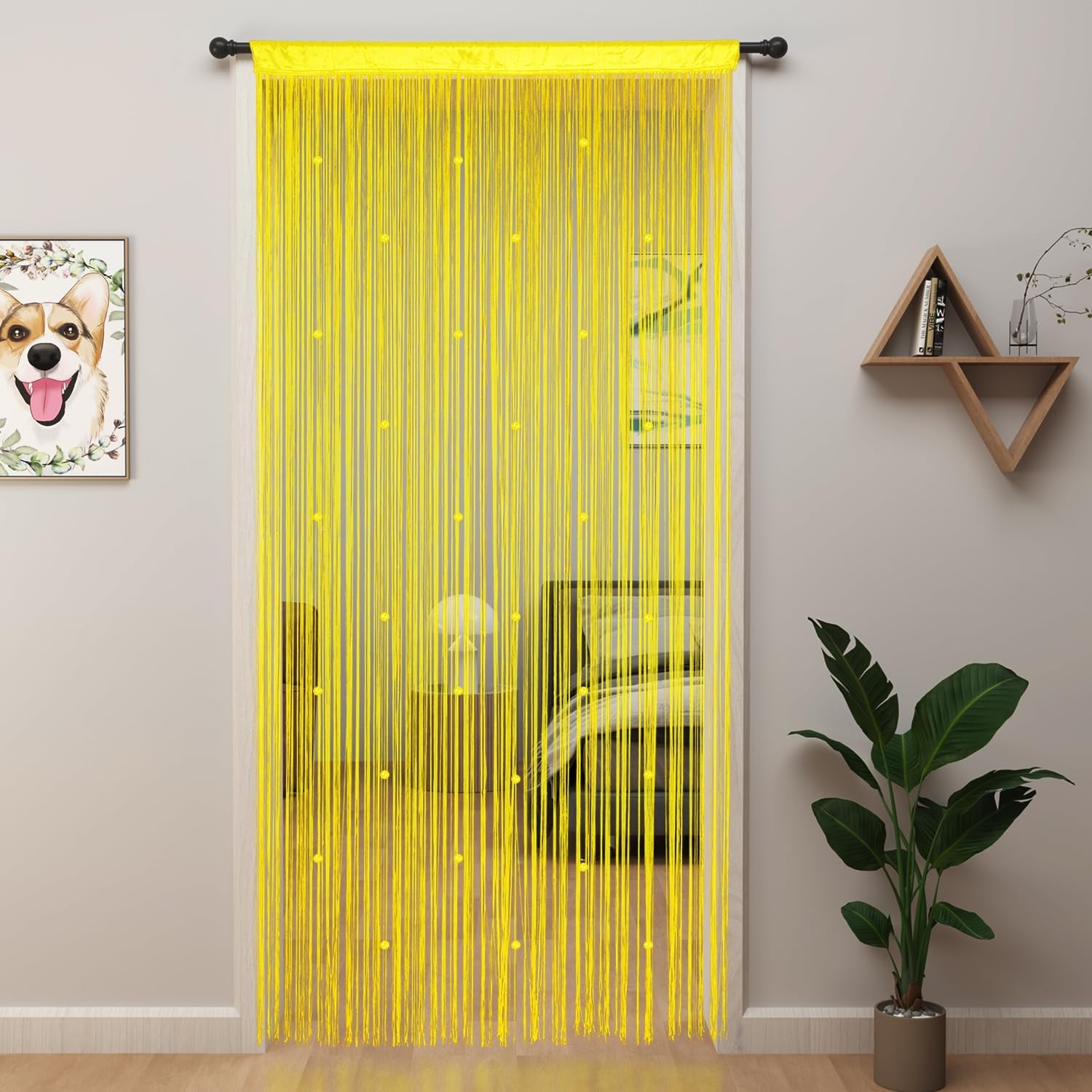 UniVerse Beaded Curtain Beaded Curtains for Doorways Crystals Suitable for Interior Decoration and Partitions Hippy Closet Curtains (Yellow, 39"x79")