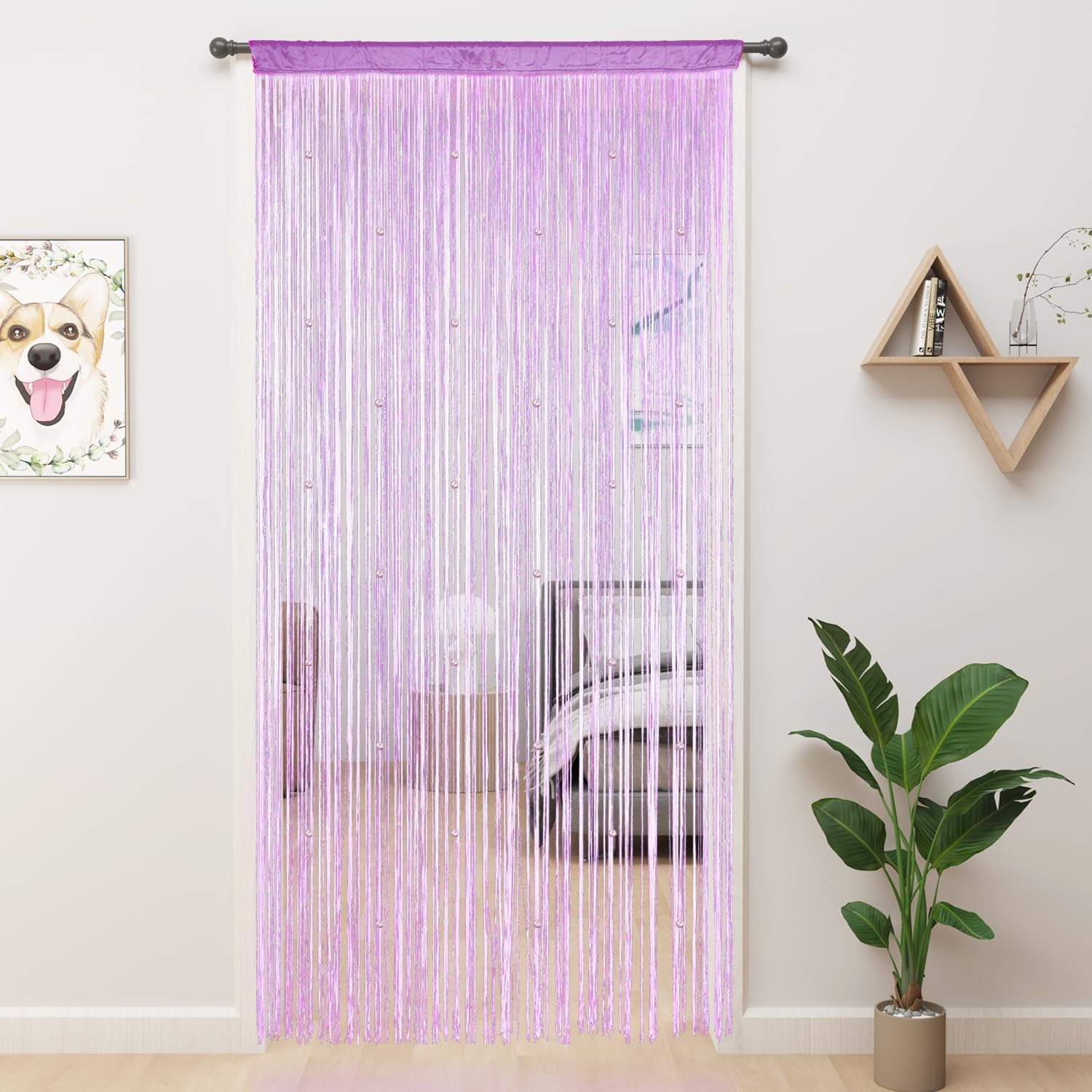 UniVerse Beaded Curtain Beaded Curtains for Doorways Crystals Suitable for Interior Hanging Decoration and Partitions Closet Curtains (39"x110", Purple)