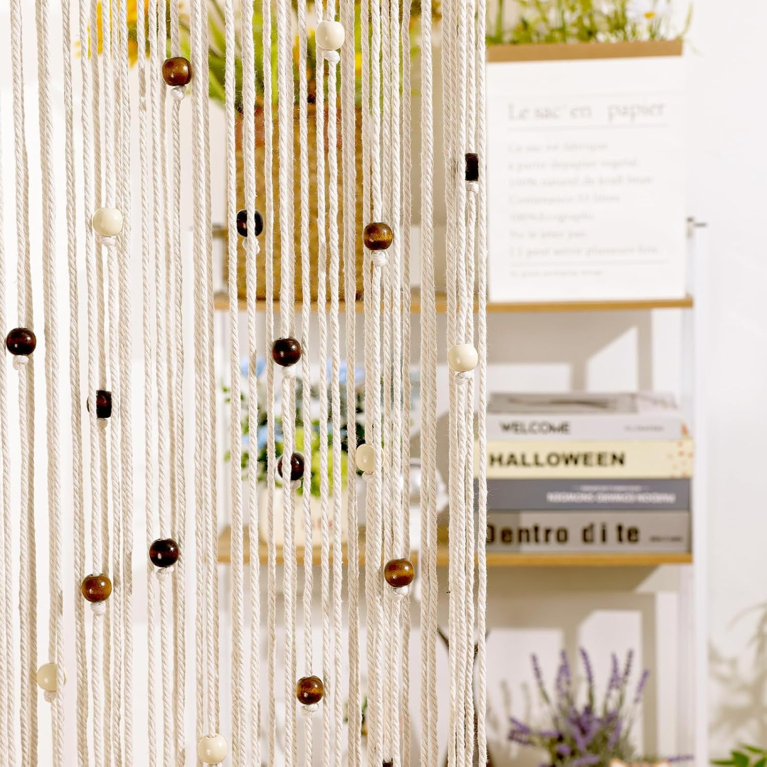 Beaded Curtain Boho Handmade Cotton Door String Curtain for