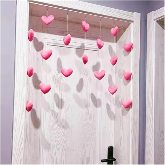 Beaded Curtain Girls' Pink Heart Shaped Curtain Living Room Decor Tassel Curtain Divider String Girl Room Sweet Beaded Window Valance(Color-02)