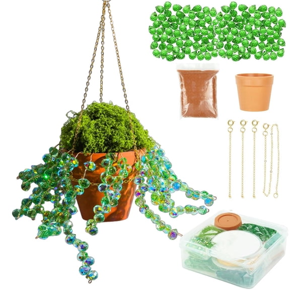 Beaded DIY Hanging Craft Handmade Glass Leaf Beads for Window with Chain Beardend,26 cm,Green