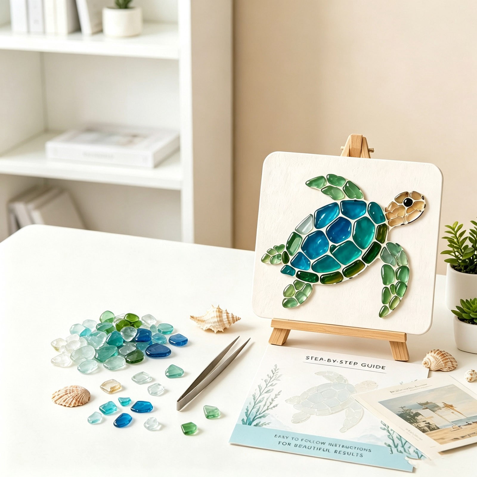 Beaded Diamond Art Canvas Set, Full Rhinestone Sea Theme DIY Painting ...