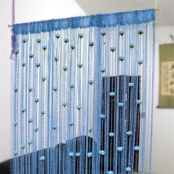 Beaded Door String Curtain with Flower Design 79 x 39 Inche | Rod Pocket Window Blind for Room Divider, Doorway Fringe Curtain