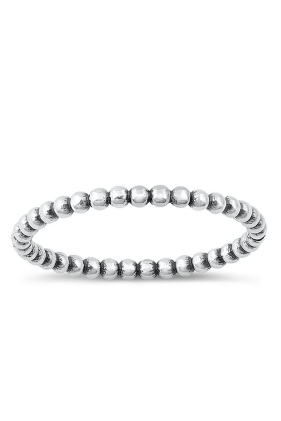 CHOOSE YOUR COLOR Beaded Dot Stacking Thin Ring .925 Sterling Silver Band Jewelry Female Size 3.5