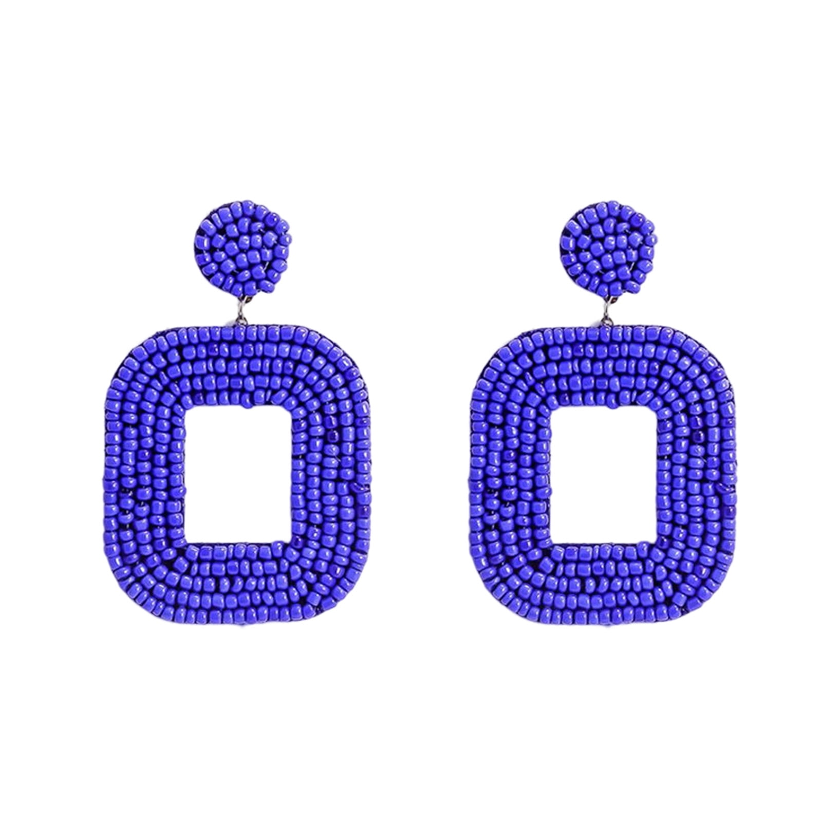 Beaded Drop Earrings Handmade Bead Heart Hoop Dangle Earrings Bohemia