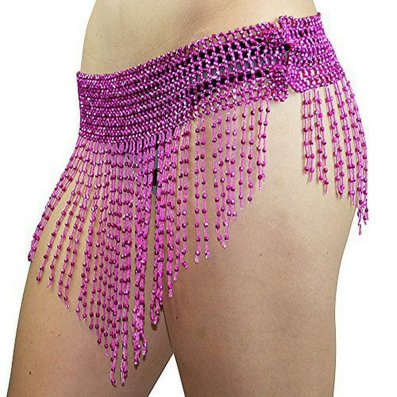 Beaded Elastic Waist Rave Belly Dance Skirt Hip Scarf Halloween Costume One Size Belt Belly Dancer Costume Waist Chain Red