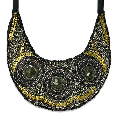 Beaded Embellished Lace Collar Applique 7 1/2 " x 7 1/2"