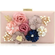 PERALNG Evening Bag for Women, Flower Wedding Evening Clutch Purse Bride Floral Clutch Bag