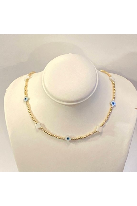 Beaded Evil Eye Choker Necklace