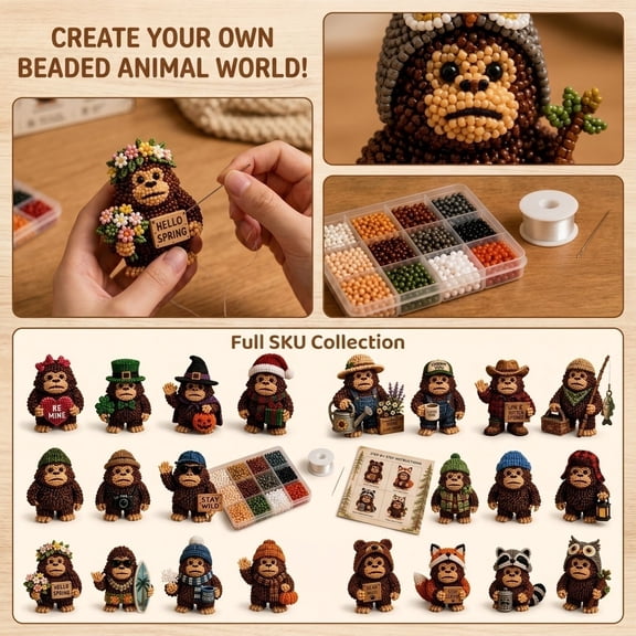 Beaded Figurines, Beads for Jewelry Making, String for Beads, Beginner Crafts, Complete 7X5X0.5 in Diy Kit with Storage Container, Illustrated Instruction Manual for Crafting 4