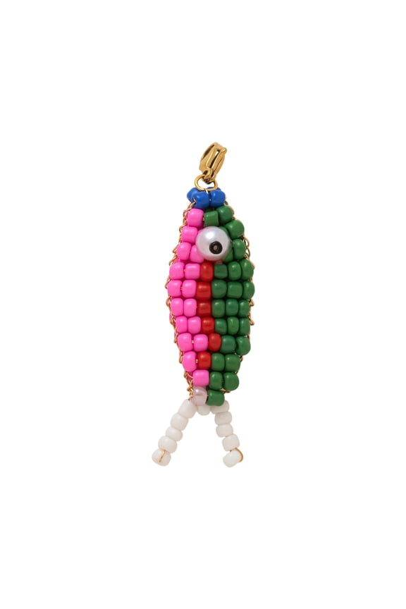 Beaded Fish Shape Keychain with Rotating Lobster Claws Clip Handmade Beaded Key Holder For Backpacks Purses Bag Charm