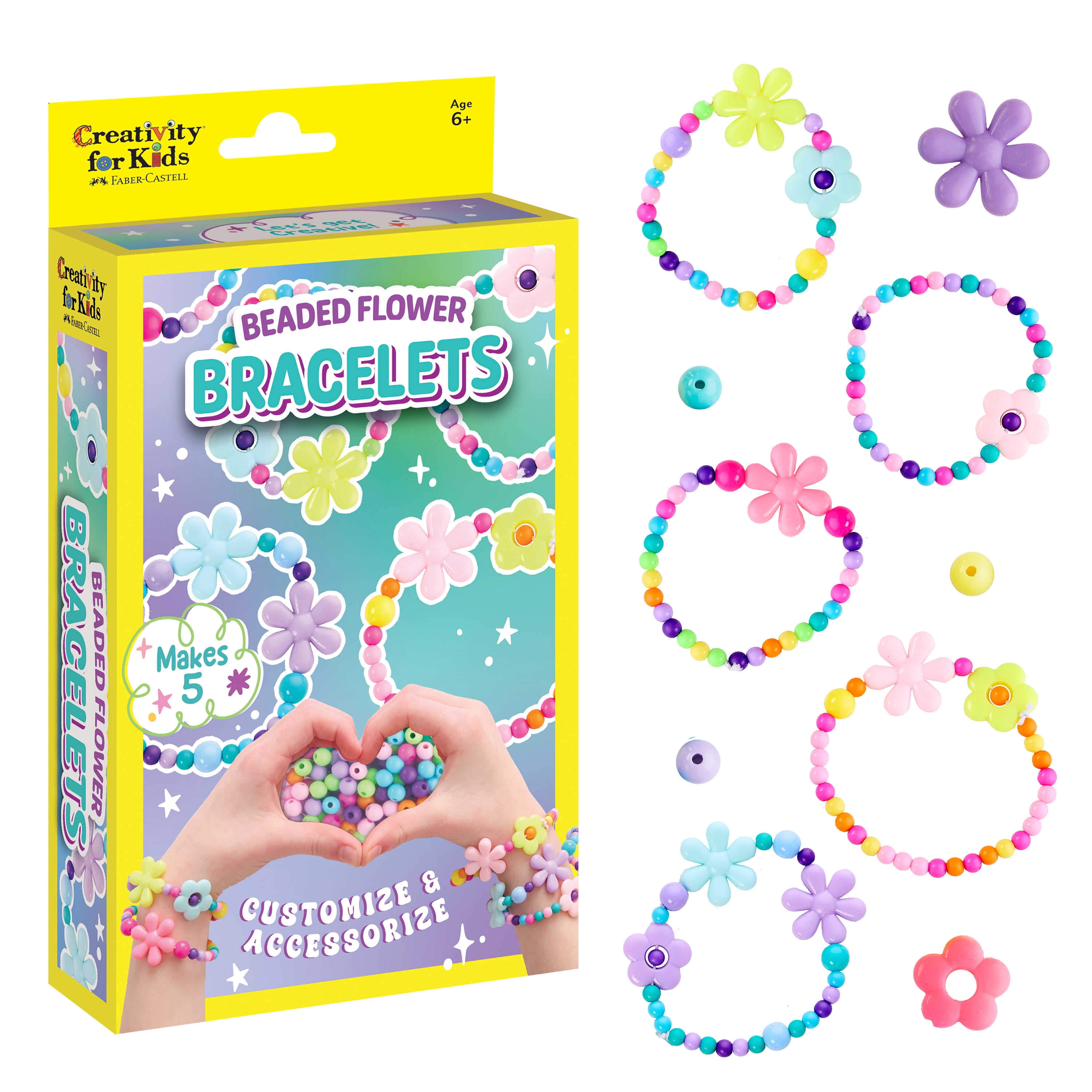 Creativity for Kids Beaded Flower Bracelet Kit | Make 5 DIY Bracelets with Flower Charms (Ages 6+)