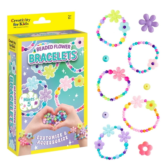 Creativity for Kids Beaded Flower Bracelet Kit | Make 5 DIY Bracelets with Flower Charms (Ages 6+)