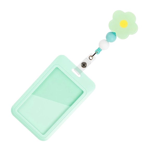 Beaded Flower Card Holder Retractable Badge Holder Sliding Action Card Protectors For Office School Corporate Event