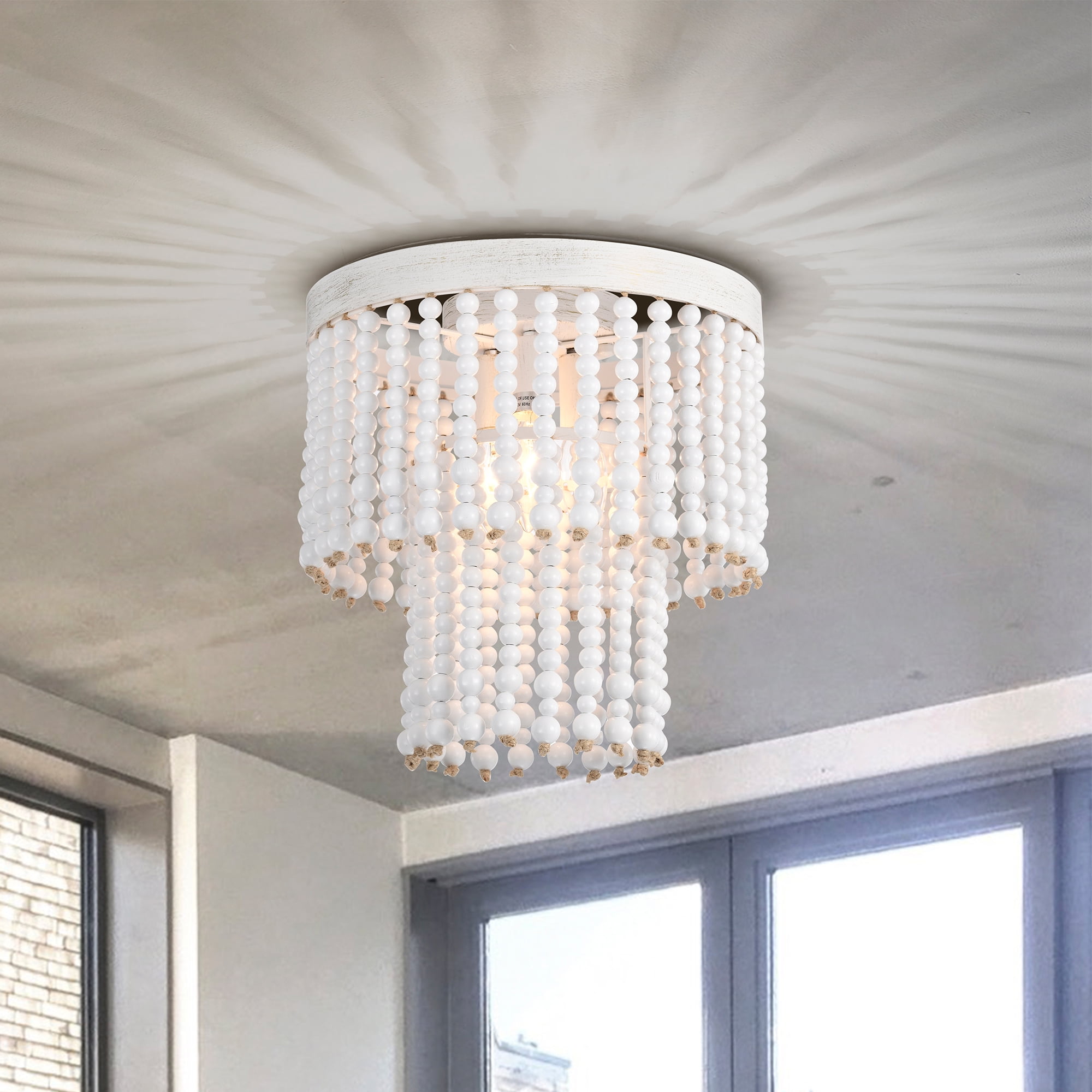 Beaded Flush Mount Ceiling Light Fixture 3Light Boho Light Fixtures