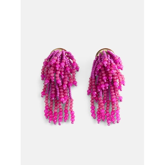 Scoop Women's Gold Tone Beaded Fringe Earrings, 1 Pair