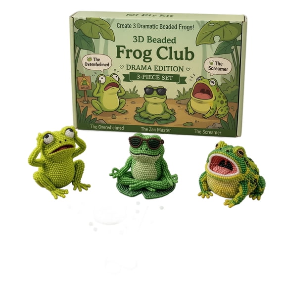 Beaded Frog DIY Kit, 3D Animal Bead Craft Set with Tools & Instructions, Creative Frog Making for Kids Adults Party Home Decor