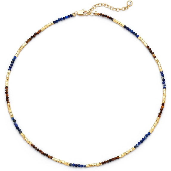 Beaded Gemstone Choker Necklace for Women, 14K Gold Plated Natural ...